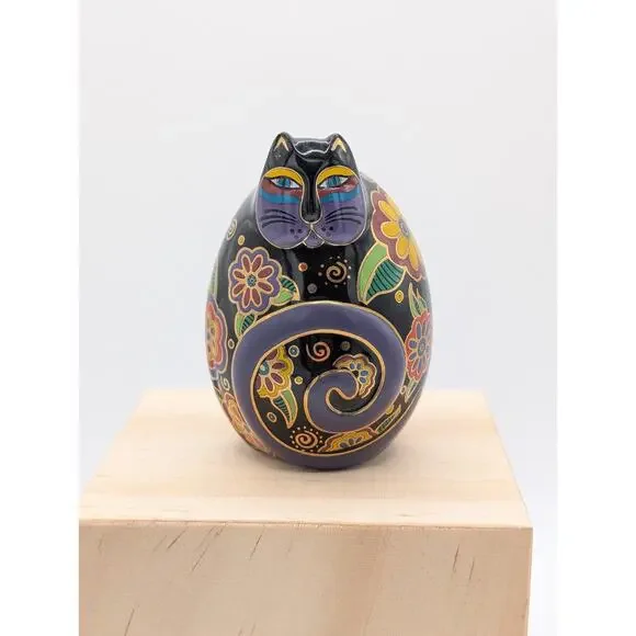 Laurel Burch "Flowering Feline" Cat Figurine Ceramic A9978 Handmade, 1996 - Picture 1 of 5